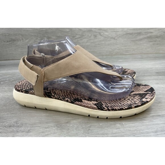 Naturalizer Megan Beige Snake Prink Fabric Sandals Women's 10W Comfort Slingback - Picture 1 of 10